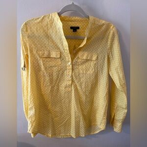 Ann Taylor Yellow Polka Dot Popover Blouse